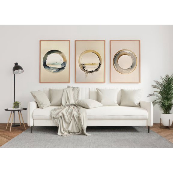 Minimalist 3 Zen Enso Circle Art Inspired Wall Poster, Set 3, Poster Only
