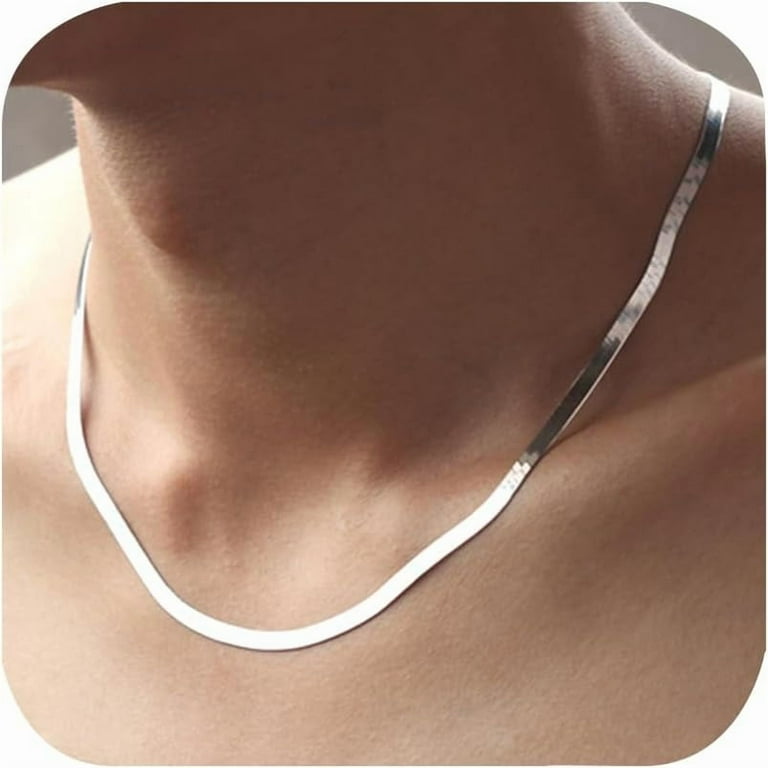 Minimalist 4MM Snake Bone Chain Necklace 925 Sterling Silver