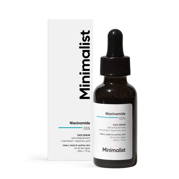 Minimalist 5% Niacinamide Face Serum For Clear Glowing Skin, Reduces Dullness, Hydrates & Repairs Skin With Vit B3 & Hyaluronic Acid, Day & Night Serum For Dry & Sensitive Skin, Fo