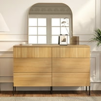 Minimalist 6-Drawer 47.2" W Rectangular Dresser With Reeded Details And Double-Stick Leg Design
