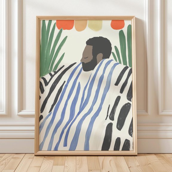 Minimalist Abstract Art, Modern Portrait Print, Boho Wall Decor, Stylish Home Art, Contemporary Man Fashion Wall Art, Modern Wall Decor, 24x36 UNFRAMED