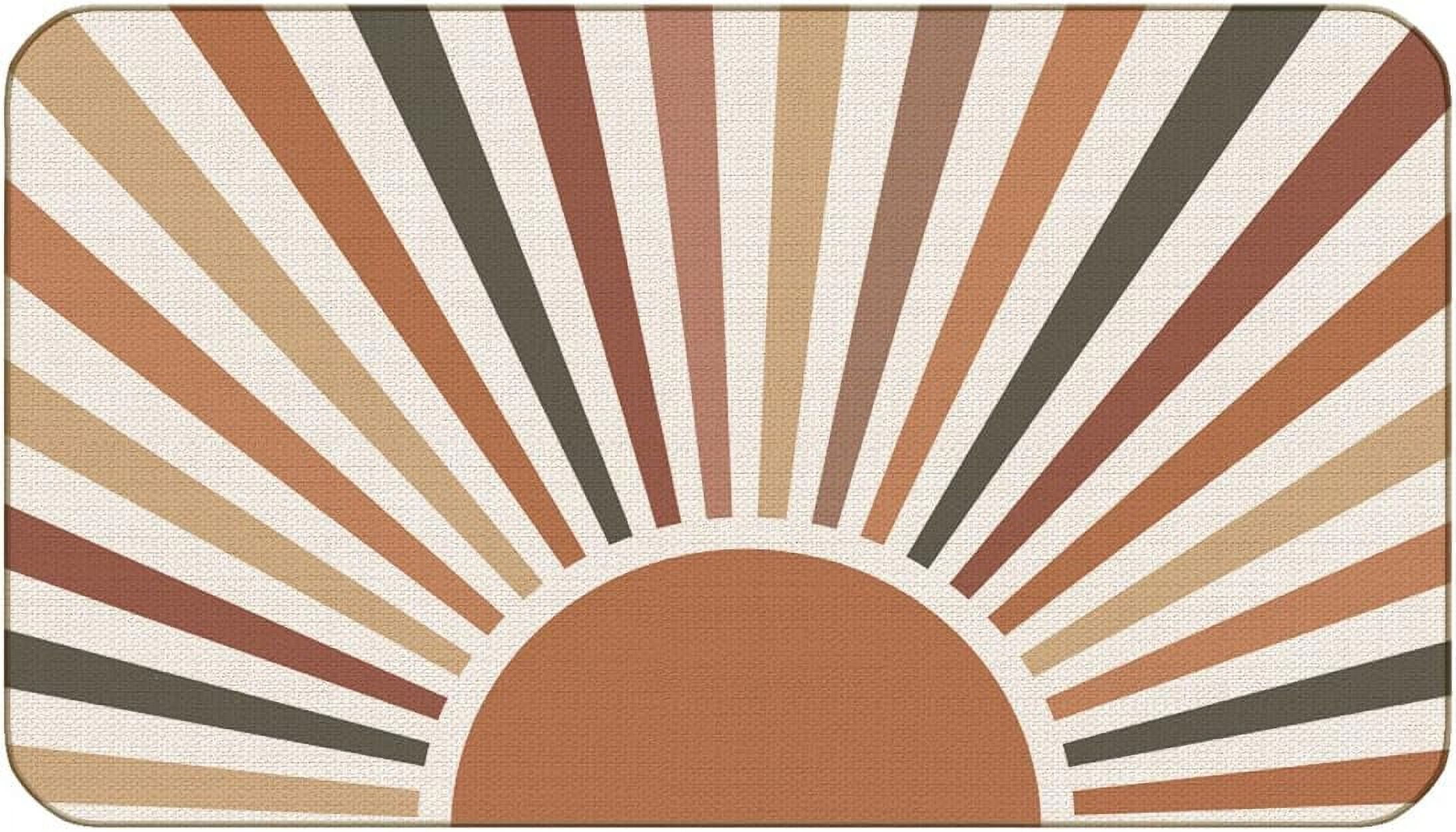 Minimalist Abstract Boho Neutral Sun Sunrise Sunset Colorful Sunshine Door Mat 17x30 Inch Indoor Outdoor Entrance Doormat Decor for Bohemian Home Office Nursery,Boho Lover Girls Women Gifts