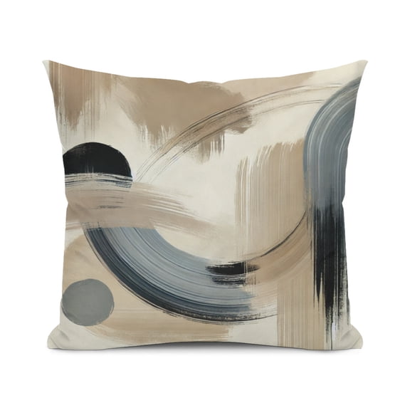 Minimalist Abstract Brush Strokes Neutral Toned Modern Pattern Design Throw Pillow Cover, 18x18