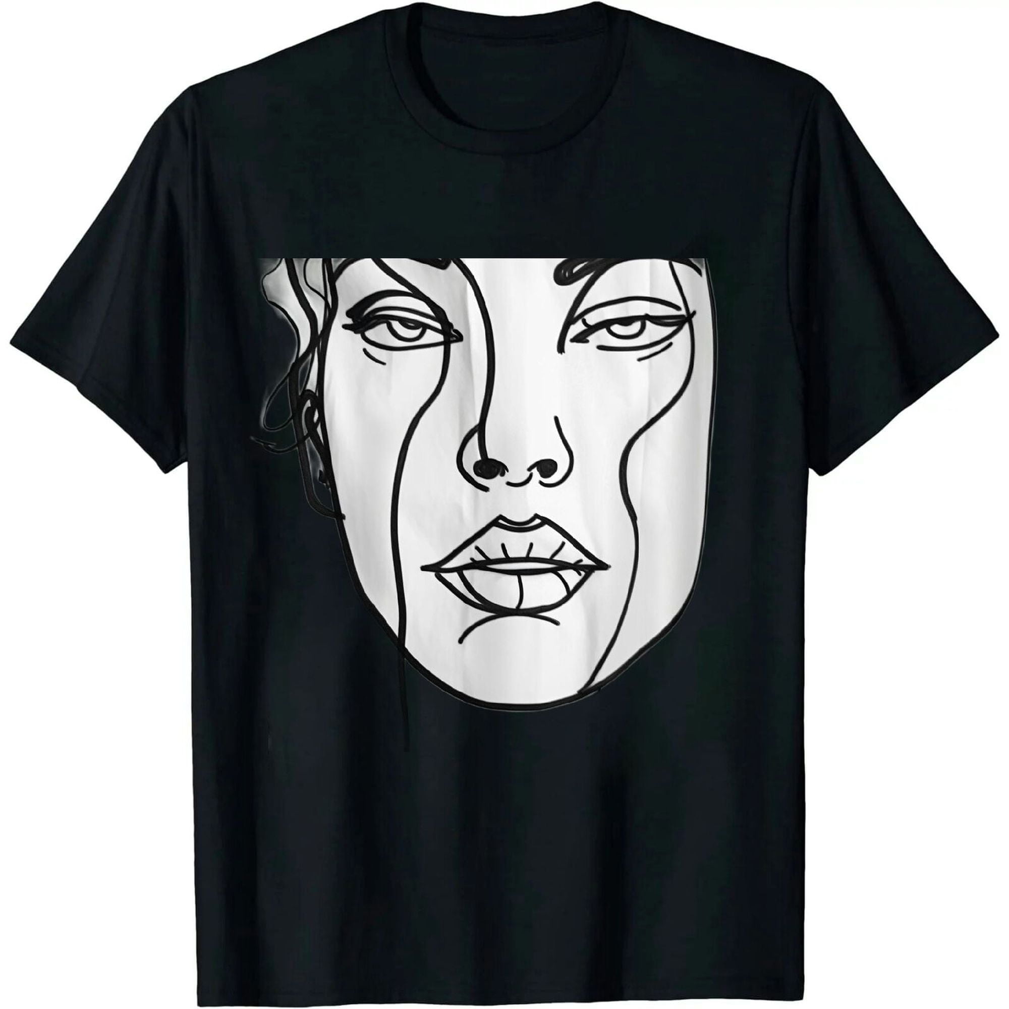 Minimalist Abstract Face Line Art Design Top Aesthetic T Shirt For A minimalist-abstract-face-line-art-design-top-aesthetic-t-shirt-for-a