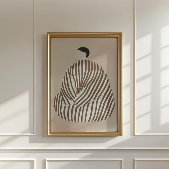 Minimalist Abstract Figure Art Print, Modern Neutral, Striped Cloak Contemporary Home Design Subtle And Stylish Art Wall Art, Modern Wall Decor, 8x12 UNFRAMED