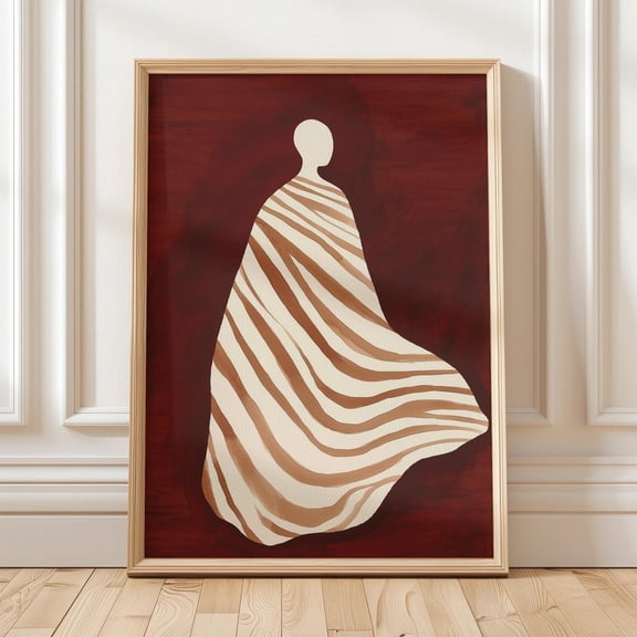 Minimalist Abstract Figure Art Print, Striped Silhouette Wall Decor, Earthy Tones Home Design, Elegant Figurative Artwork, Contemporary Art Wall Art, Modern Wall Decor, 16x24 UNFRAMED