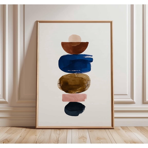 Minimalist Abstract Geometric Scandinavian Boho Decor Modern Swiss Style Layout, Stretched Canvas