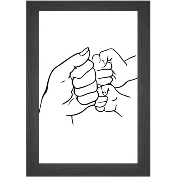 Minimalist Abstract Love Line Art | Mom & Baby Hands Wall Decor | 11x17 Unframed Canvas Print | Nordic Nursery Poster for Kids Room