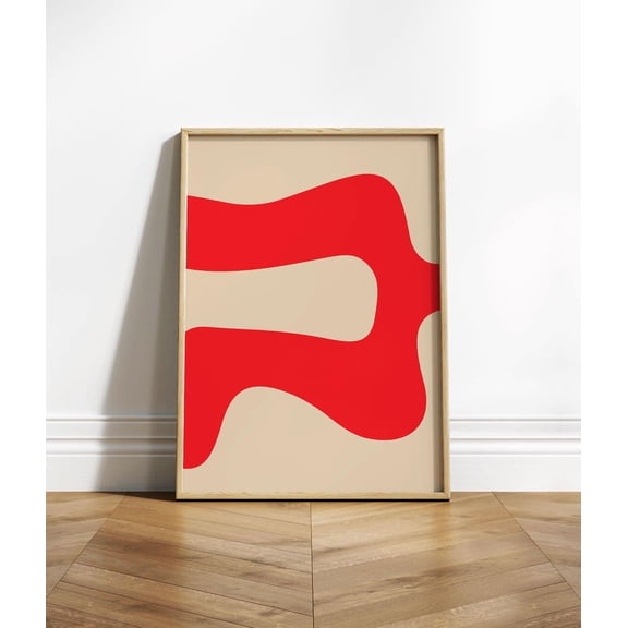 Minimalist Abstract Mid Century Wall Art, Red and Beige MCM Wall Art, Mid Century Modern Home Decor, Midcentury Poster, Unframed Poster Size 8x12