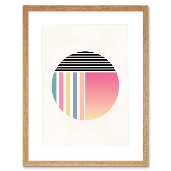 Minimalist Abstract Pastel Circle Artwork Framed Wall Art Print 9X7 Inch