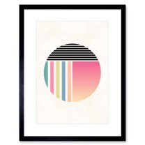 Minimalist Abstract Pastel Circle Artwork Framed Wall Art Print 9X7 Inch