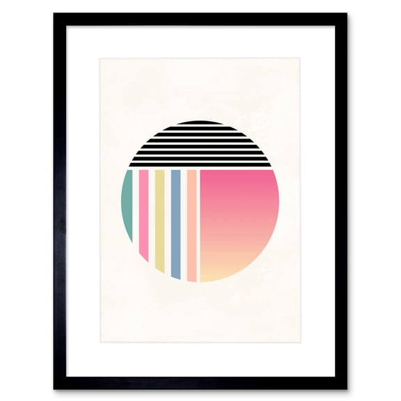 Minimalist Abstract Pastel Circle Artwork Framed Wall Art Print 9X7 Inch