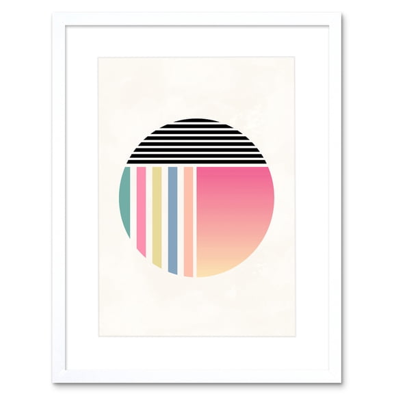 Minimalist Abstract Pastel Circle Artwork Framed Wall Art Print 9X7 Inch
