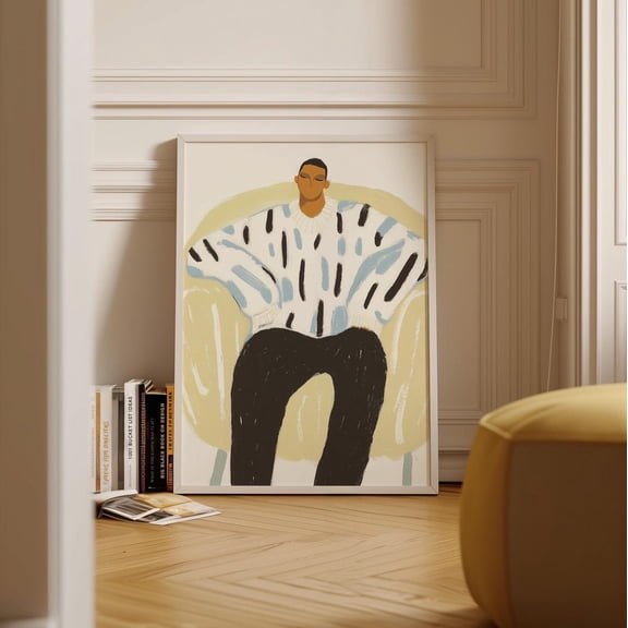 Minimalist Abstract Portrait Art, Cozy Armchair Figure Print, Modernneutral Abstract Wall Art, Modern Wall Decor, 8x12 UNFRAMED