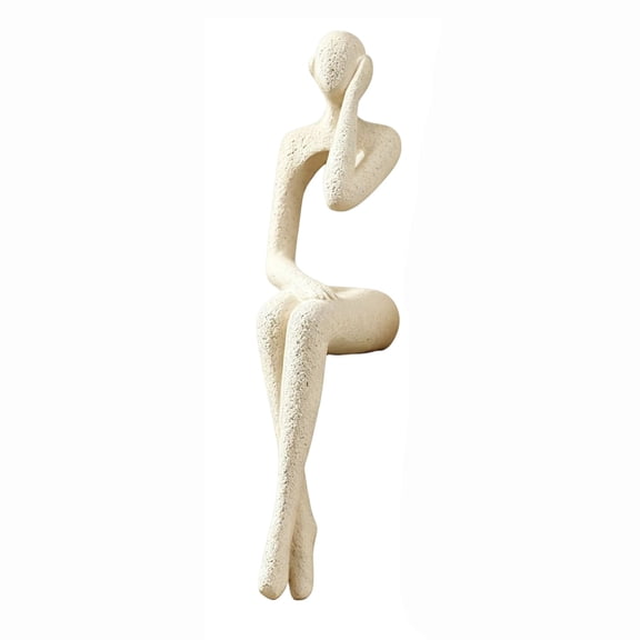 Minimalist Abstract Sculpture Decor – Contemplative Seated Figure Art Piece for Living Room, Home Office, Shelf or Café Display, Smooth Contour Design
