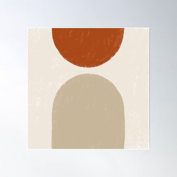 Minimalist Abstract Shapes (Burnt Orange/Tan) Poster Wall Art, Modern Wall Decor For Living Room Bedroom, 30x30 UNFRAMED