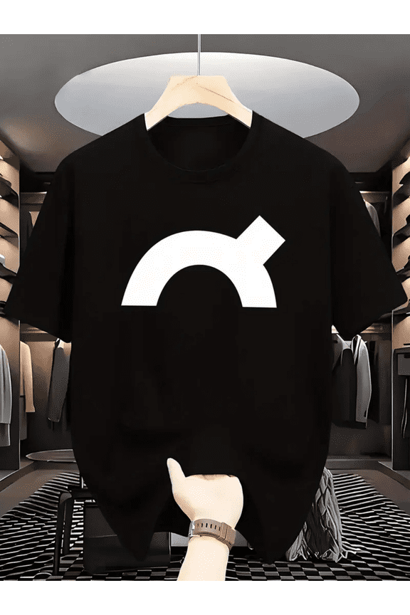 Minimalist Abstract Symbol Graphic T-Shirt, Men's Modern Tee, Clean Geometric Design
