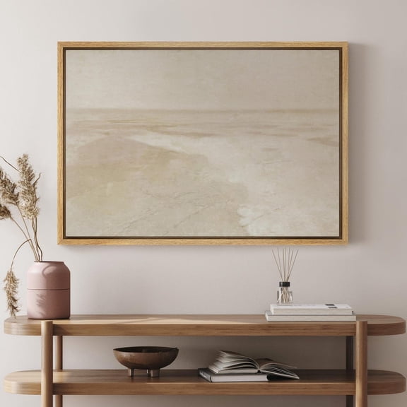 Minimalist Abstract Wall Art - Framed Neutral Desert Canvas Print Soft Earth Tone Landscape Painting Serene Decor For Living Room