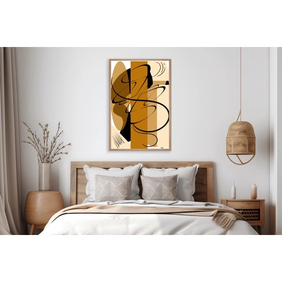 Minimalist Abstract Wall Art Line Art Poster In Beige, Brown, And Black Modern Boho Poster Art In A1 - A5 Sizes, Unframed Poster Size 16x24