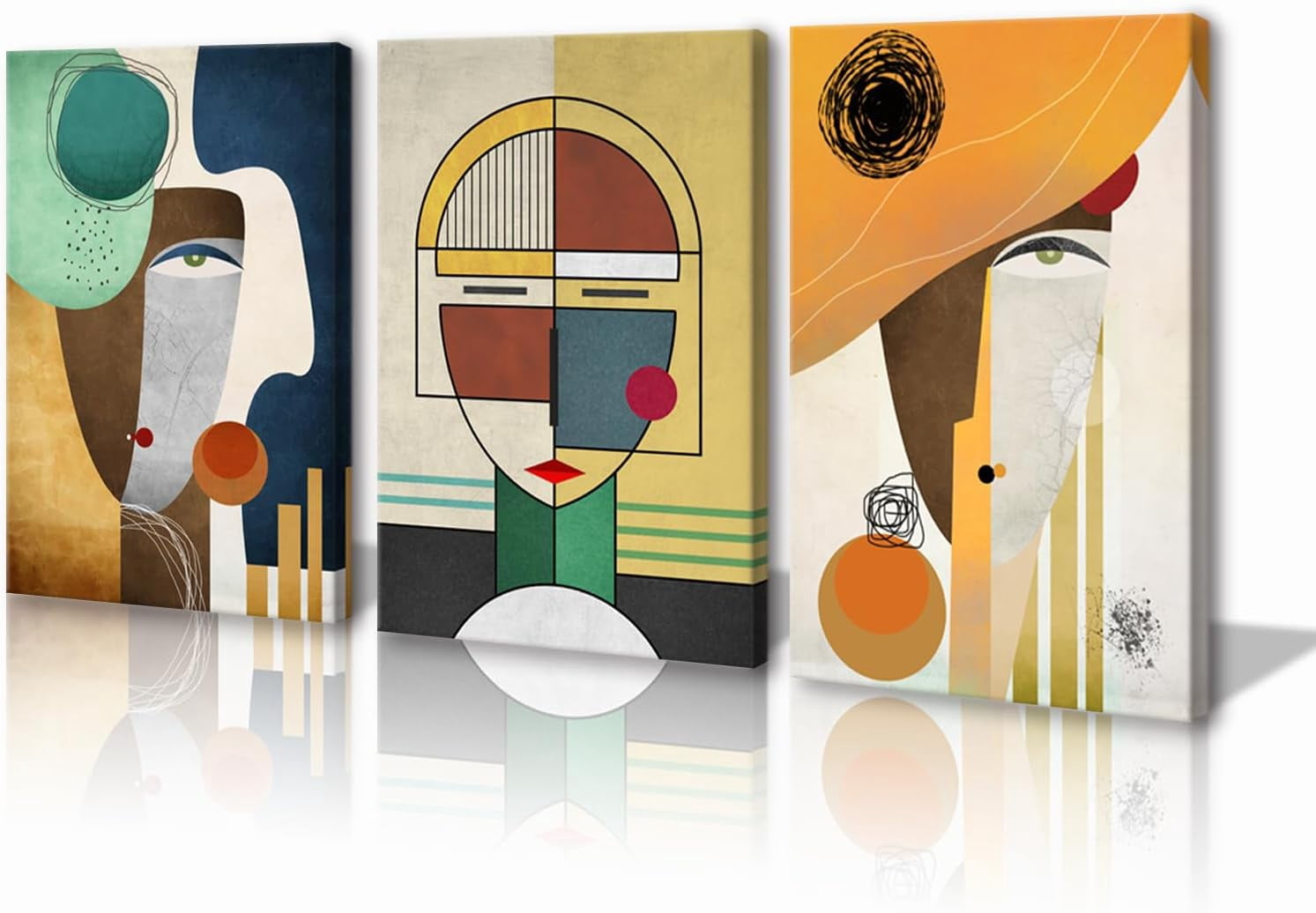 Minimalist Abstract Wall Art Set of 3, Mid-Century Modern Wall Art ...