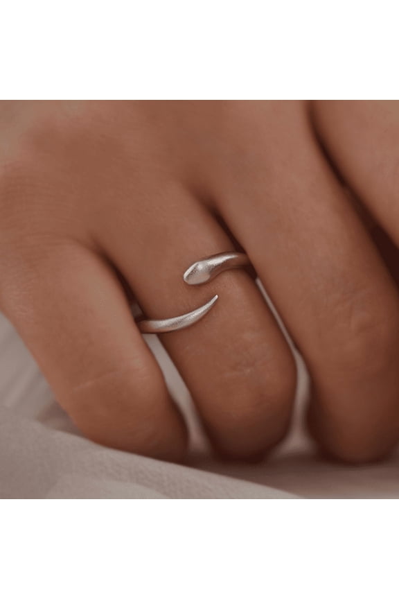 Minimalist Adjustable White Snake Ring - Sterling Silver Zodiac Jewelry for Men & Women