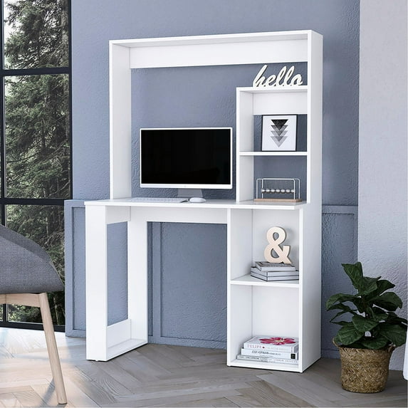 Minimalist Aesthetic Desk with Storage | Comfortable Work for Desktop, Keep Office Tidy