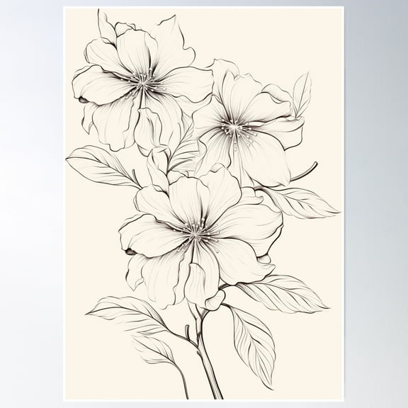 Minimalist Aesthetic Floral Design – Line Drawing Vibes Poster Wall Art, Modern Wall Decor, 8x12 UNFRAMED