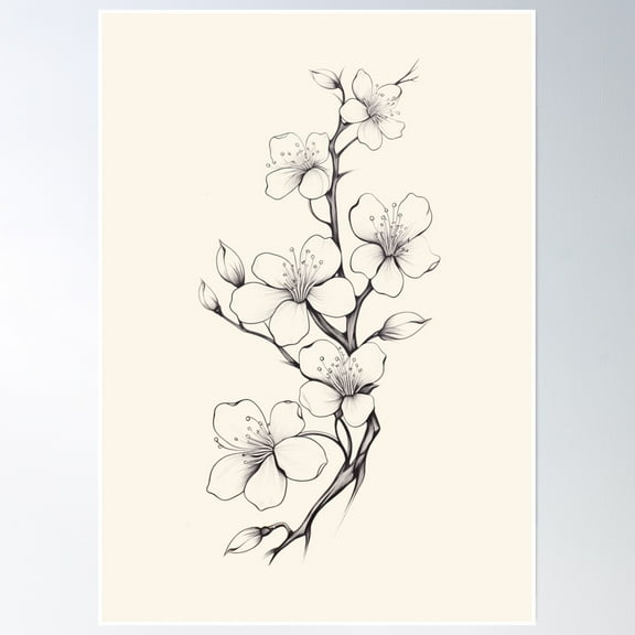 Minimalist Aesthetic Floral Design – Line Drawing Vibes Poster Wall Art, Modern Wall Decor, 8x12 UNFRAMED