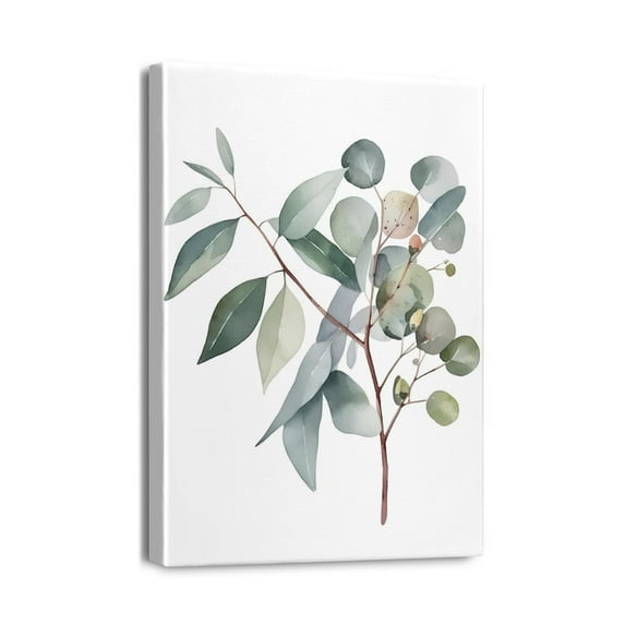 Minimalist Aesthetic12x16 Framed Wall Art, Boho Canvas, Botanical Eucalyptus in Sage Green for Office