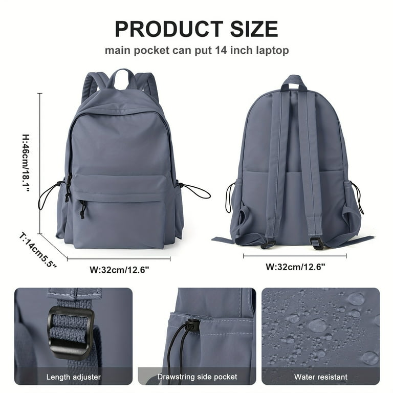 Minimalist All Match Zipper Solid Color Preppy Backpack School Bag Women s Travel Storage Daypack Walmart