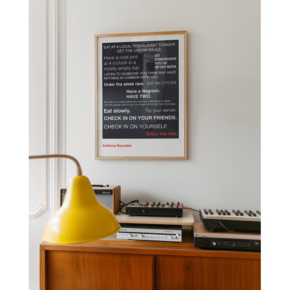 Minimalist Anthony Bourdain quote Slow Living Poster Wall Art Decor 16x24 UNFRAMED