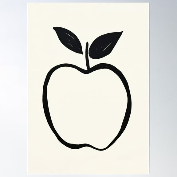 Minimalist Apple Botanical Ink Art For Kitchen Poster Wall Art, Modern Wall Decor For Living Room Bedroom, 8x12 UNFRAMED