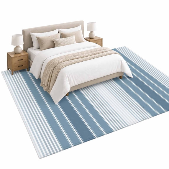 Minimalist Area Rug 5'x8', Country Haze Blue Gradient Stripe Soft Mat ...