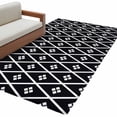 thumbnail image 1 of Minimalist Art Kitchen Runner Rug 2.7x5 Washable Runners for Hallway Non Slip Boho Abstract Floral Lattice Black Large Area Rug Indoor Floor Carpet for Bathroom Laundry Entryway Bedroom Living Room, 1 of 9