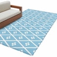 thumbnail image 1 of Minimalist Art Kitchen Runner Rug 2.7x5 Washable Runners for Hallway Non Slip Boho Abstract Floral Lattice Light Blue Large Area Rug Indoor Carpet for Bathroom Laundry Entryway Bedroom Living Room, 1 of 9