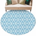thumbnail image 1 of Minimalist Art Round Rug 5ft Washable Circle Kitchen Rugs Non Slip Boho Abstract Floral Lattice Light Blue Large Area Rug Indoor Floor Carpet for Bedroom Living Room Home Office Dining Room Nursery, 1 of 9