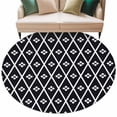 thumbnail image 1 of Minimalist Art Round Rug 7ft Washable Circle Rugs Non Slip Boho Abstract Floral Lattice Black Large Area Rug Indoor Floor Carpet for Bedroom Kitchen Living Room Home Office Dining Room Nursery, 1 of 9