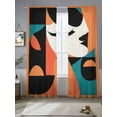 thumbnail image 1 of Minimalist Art Sheer Curtains 108 Inches Long 2 Panels Abstract Yellow Blue Black Color Block Light Filtering Semi Sheer Window Curtains Drapes for Bedroom Living Room 52"x108", 1 of 7