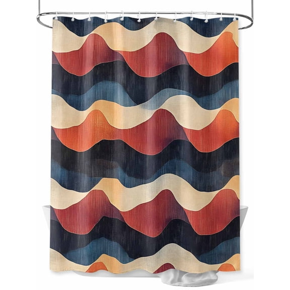 Minimalist Art Shower Curtain Set ,Waterproof Fabric Shower Curtains Abstract Red Yellow Blue Stripes Shower Curtains for Bathroom,Bathroom Decor 72"x72"