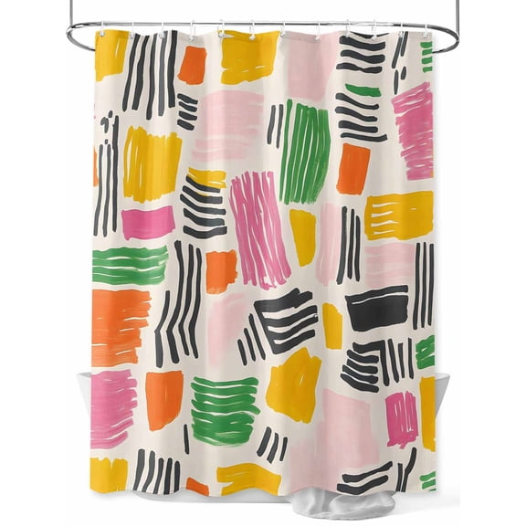 Minimalist Art Shower Curtain Set ，Waterproof Fabric Shower Curtains Impressionist Style Line Color Block Shower Curtains for Bathroom,Bathroom Decor 72"x72"
