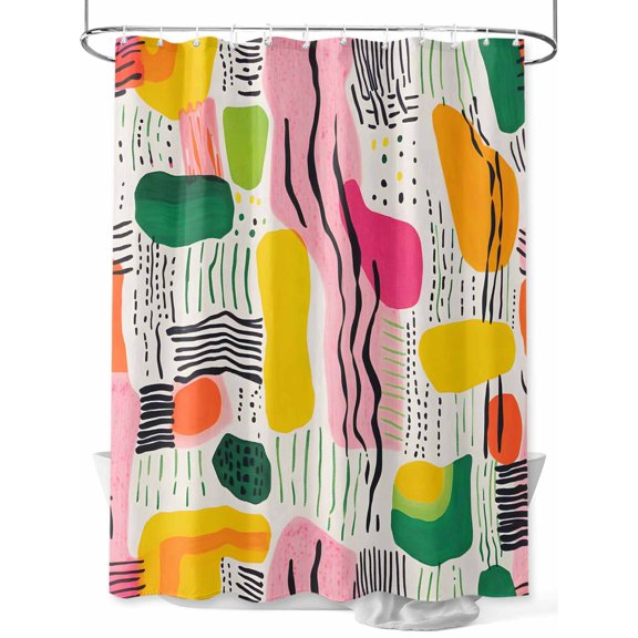 Minimalist Art Shower Curtain Set ,Waterproof Fabric Shower Curtains Impressionist Style Stripes Color Block Shower Curtains for Bathroom,Bathroom Decor 72"x84"