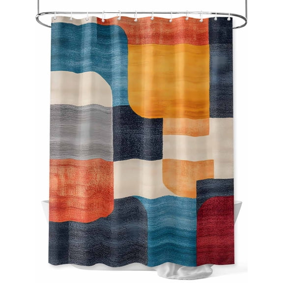 Minimalist Art Shower Curtain Set ，Waterproof Fabric Shower Curtains Modern Multi Color Square Color Block Shower Curtains for Bathroom,Bathroom Decor 72"x72"