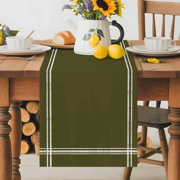 Minimalist Art Solid Color Table Runner 36 Inches Long, Pure Olive Dark Green Table Runners Tabletop Scarf Kitchen Dining Tables Decoration for Home Party Indoor Outdoor