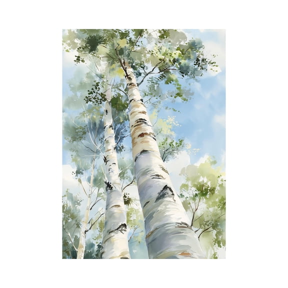 Minimalist Aspen Birch Forest Neutral Tree Canopy Light Forest Poster Unframed Paper Print