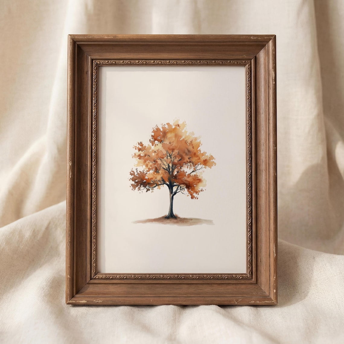 Minimalist Autumn Tree Wall Art Print, Moody Neutral Fall Botanical ...