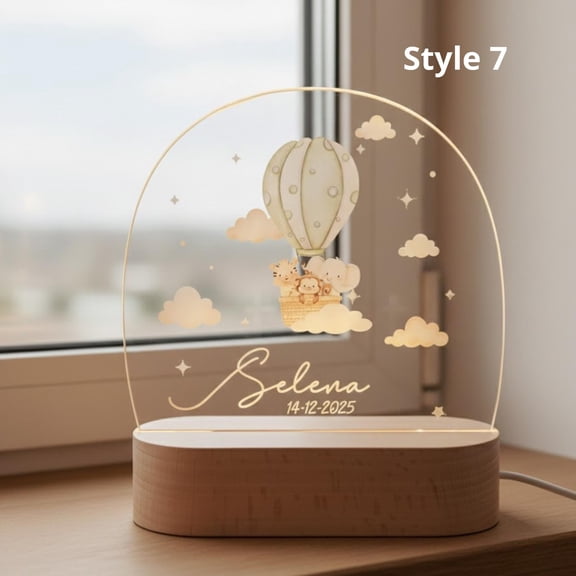 Minimalist Baby Name Typography Night Light, Flat 2D Acrylic Printed, Newborn Nursery Decor, Gift From Parents