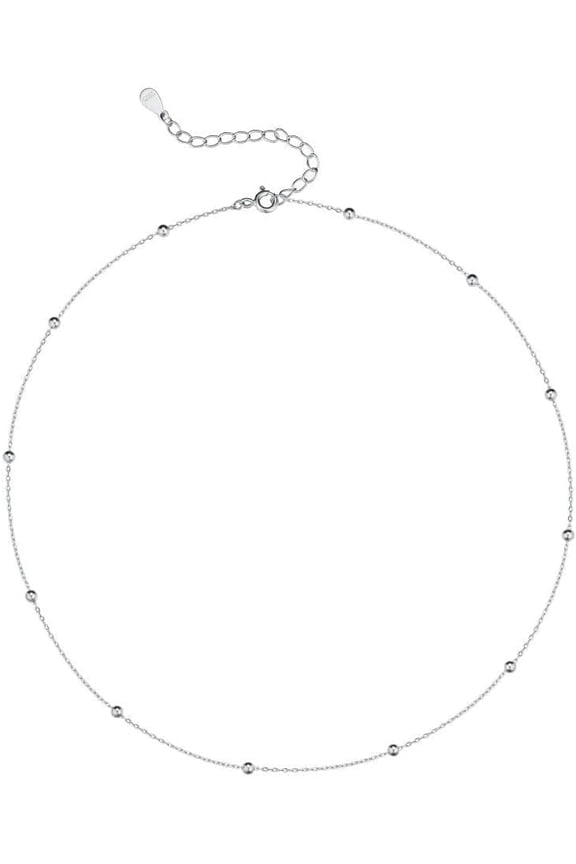 Minimalist Ball Choker Necklace for Women Rose Gold Satellite Beaded Chain Layering Simple Chokers Adjustable