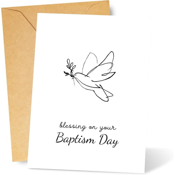Minimalist Baptism Card, Simple Christening Greeting Cards, with Envelope
