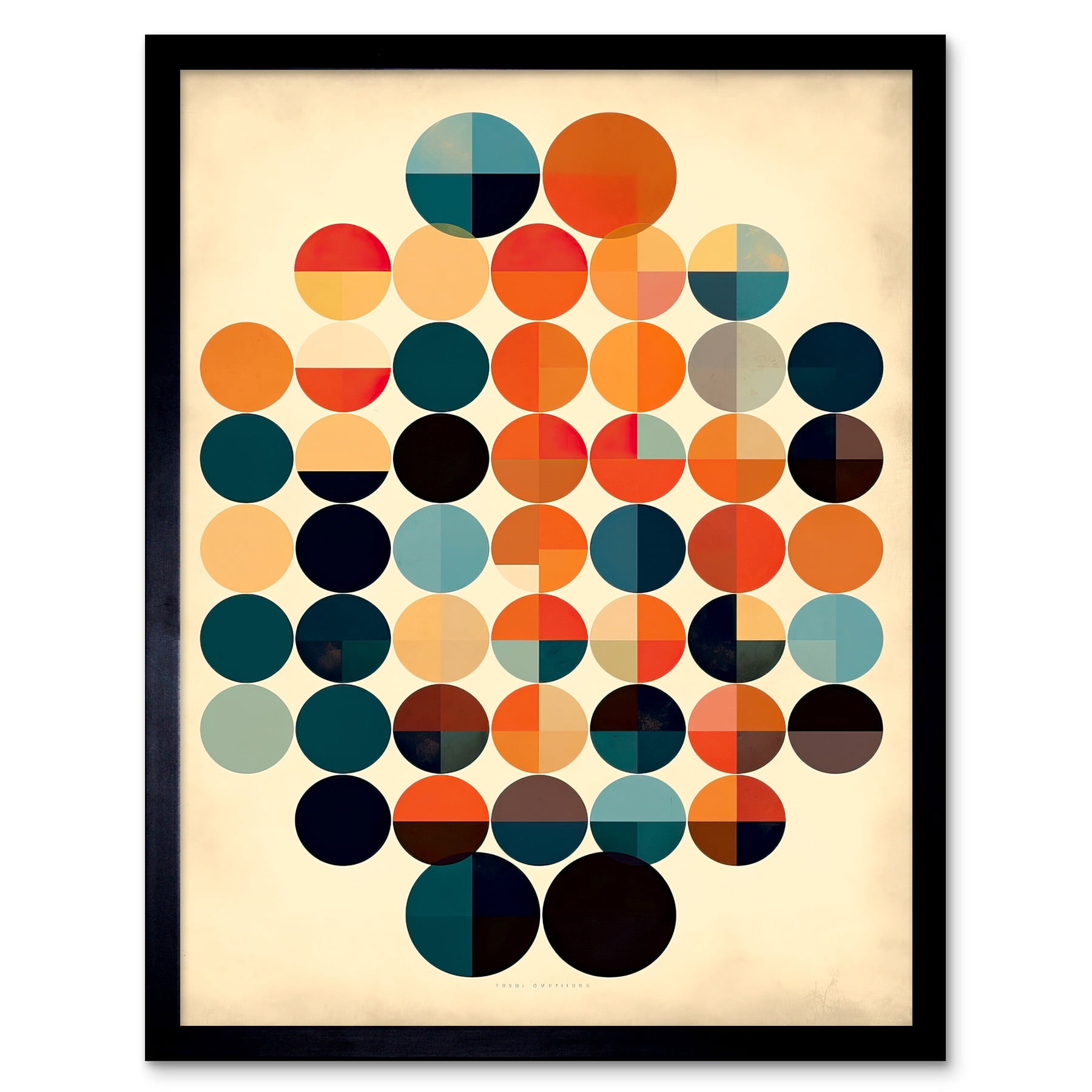 Minimalist Bauhaus Geometric Vintage Colourful Shapes Circles Art Print ...