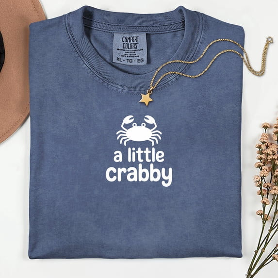 Minimalist Beach Shirt, Funny Meme Shirt, A Little Crabby, Summer Aesthetic, Oversize, Womens, Mens, Unisex Comfort Colors T-shirt